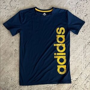 Adidas Dark Blue Tee with Vibrant Yellow Logo